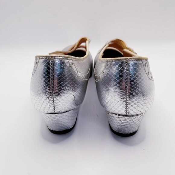 60s Vintage Roman Silver Leather Mary Janes - Size 5.5 - Picture 4 of 6